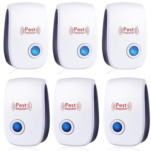 6 Pack Ultraschall Schädlingsbekämpfer Mäuseschreck Indoor Ultraschall Plug In Insektenabwehr für Haus Schädlingsabwehr für Käfer, Mücken, Kakerlaken, Ameisen, Nagetiere, Mäuse, Spinnen und Kakerlake