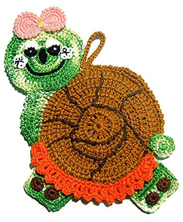 Presina Lumaca colorata ad Uncinetto 12x20 cm, in Cotone, Protezione Calore Cucina, Idea Regalo Mamma e Nonna (43PRS)