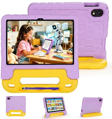 SUMTAB Tablette Enfant 10 Pouces – Android 15, 30 Go RAM 128 Go ROM (Extensible Jusqu’à 2 to), Contrôle Parental, Écran IPS HD, Certifiée GMS, WiFi 6, Coque Antichoc en EVA et Stylet Inclus