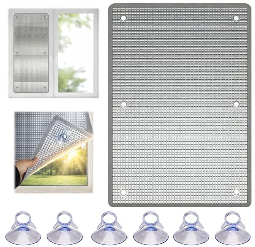 Total Blackout Privacy Window Film, Aluminium Foil Thermal Insulation Reflective Film, Heat Control Sun Protection Glass Films with Suction Cups Home Window Tint Heat Blocking(Gray,40x50cm)
