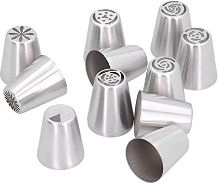 Omabeta Set di Ugelli per Tubazioni di Glassa da 14 Pezzi con Punte Durevoli in Acciaio Inossidabile e Sacchetto per Tubazioni in Plastica per Forniture per Decorazione Torte Regalo da