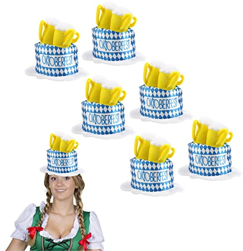 Bayerische Bierhut, perfekt für den deutschen Oktoberfest, Junggesellenabschied oder jede Kostümparty, 6 Stück