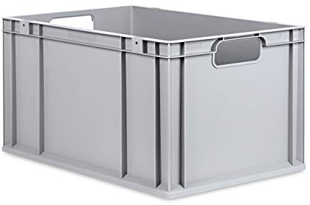 aidB Eurobox NextGen Economy 600x400x320mm – Robuste Aufbewahrungsbox 65L – Stapelbare Kunststoffbox mit offenen Griffen – Plastikbox für Lager, Transport & Aufbewahrung – Industriequalität - Grau