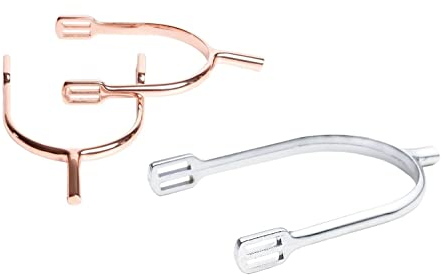 NETPROSHOP Stumpfe Reitsporen 20 mm aus rostfreiem Edelstahl - Silber - inkl. 2 schwarzen Nylonriemen, Groesse:Typ D