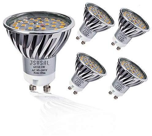 JSVSAL(4-Pack GU10 Blue LED Light Bulb, 50W/60W Halogen Bulbs Equivalent, 5W,Input AC 85V-265V 120 Degree Flood Beam Angle GU10 Mr16 LED Bulbs,Non-dimmable