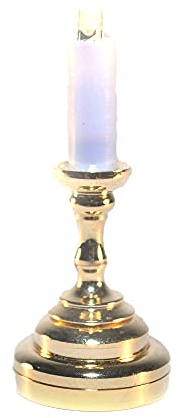 Melody Jane Puppenhaus Einzelne Messing Kerze Lampe LED Batterie Beleuchtung 1:12 Maßstab