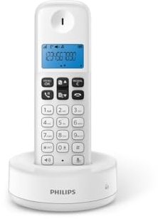 Philips D1611W / 34 - Cordless Landline Telephone (Backlight, HQ-Sound, up to 4 handsets, agenda 50 questions, reduced consumption of Eco, caller ID, range 50m-300m), Assorted Color
