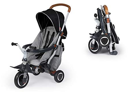 Smoby – 2in1 Dreirad Robin – faltbarer Kinderwagen und Dreirad, leicht verstaubar, mit Überdachung, Sicherheitsgurt, für Kinder ab 6 Monaten