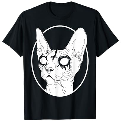 Black Metal Sphynx Gato | Pastel Goth Grunge Punk Estético Camiseta
