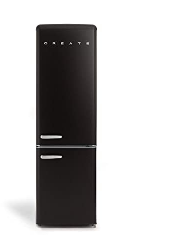 CREATE / FRIDGE STYLANCE/Frigorífico Combi 244L Negro/Diseño y estilo Retro Vintage, Materiales resistentes, Práctica y funcional, 90W