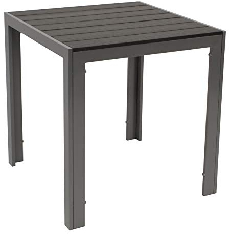 DEGAMO Bistrotisch Sorano 70x70cm rechteckig, Gestell Aluminium Silbergrau, Tischplatte Kunstholz dunkelgrau, wetterfester Gartentisch