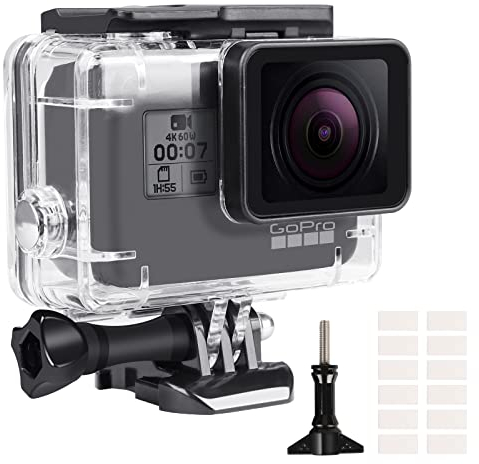 Custodia Protettiva Impermeabile per GoPro Hero 5/6/7, 60m Custodia Subacque Accessori Include Supporti Viti e 12 Inserti Antiappannamento per GoPro Hero 5/6/7 Fotocamera Digitale
