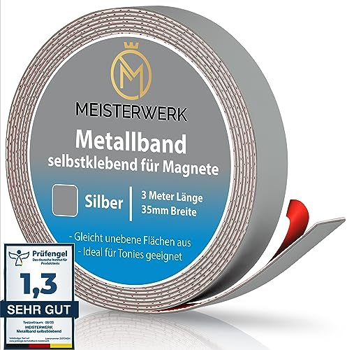 MEISTERWERK Magnetband Selbstklebend für Tonies, Magnete und Tonie-Tribüne | Magnetleiste mit starkem Schaumstoffkleber
