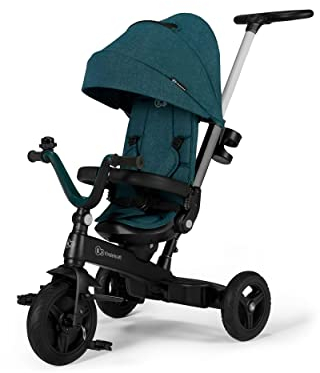 kk Kinderkraft Dreirad 5 in 1 TWIPPER, Kinderdreirad, Jogger mit Schubstange, 360° Drehsitz, höhenverstellbar Elterngriff, Sonnendach, Zubehör: Klingel, Getränkehalter, ab 9 Monate bis 5 jahre, Grün, KRTWIP00GRE0000