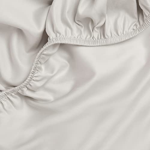 Amqua Spannbettlaken 180x200cm Baumwolle Beige/Sand | Hohe Matratze bis 30cm Steghöhe | Ägyptische Baumwolle | Mako Satin