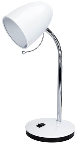 Schreibtischlampe Tischleuchte Leselampe Klemmleuchte Nachttischleuchte Retro aus Metall mit Schwanenhals, schwenkbar, mit Schnurschalter, Fassung E27 (ohne Leuchtmittel, Tischleuchte weiß)