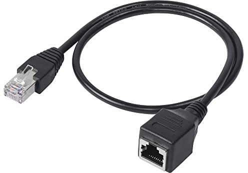 GELRHONR Cavo di Prolunga Ethernet,RJ45 Maschio a Femmina Cavo di Rete Ethernet Schermato Compatibile con Cat5 Cat5e per Ethernet, LAN, Rete-Nero 60 cm (diritto)