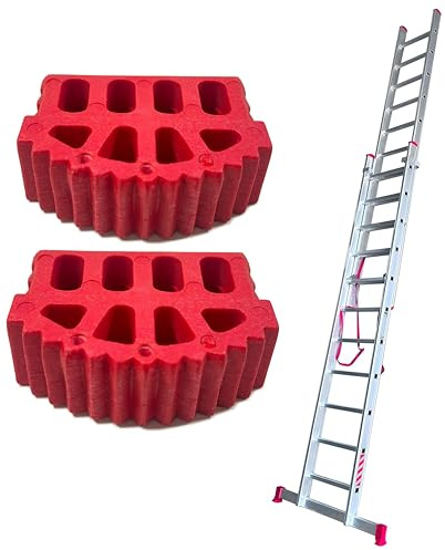 BTF | Juego de 2 Conteras para Escaleras Industriales Profesinoales 1, 2 o 3 Tramos Combinada y/o Extensible | Pies de Goma de Escaleras Perfil de Montante 80x25mm.