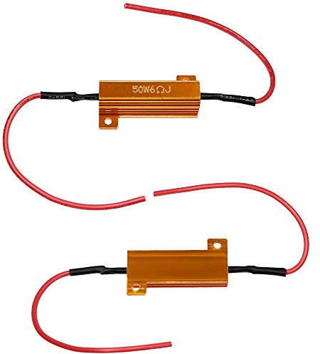 YUNPINGCAR 50W 6Ohm Led Load Resistors For Turn Signal Lights -Fix LED Bulb Fast Hyper Flash Turn Signal Blink Error Code 2PCS