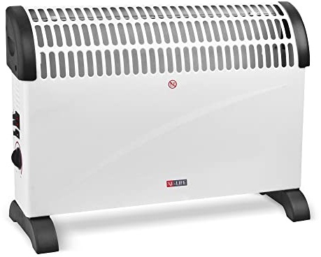 X4LIFE Convector con función turbo, 3 niveles de regulación del calor 750 W, 1250 W y 2000 W, radiador eléctrico, protección contra sobrecalentamiento con luz indicadora, calienta hasta 25 m²,