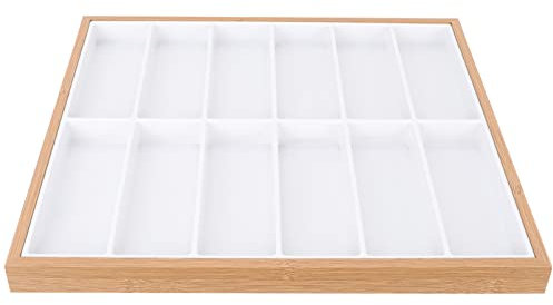 Cabilock Brillenablage Sonnenbrillenständer Brillen Organizer Vitrine Brillen Displaybox mit 12 Fächern Weiß Hölzern Schmuck Ablagefach für Sonnenbrillen Aufbewahrungsetui Uhrendisplay