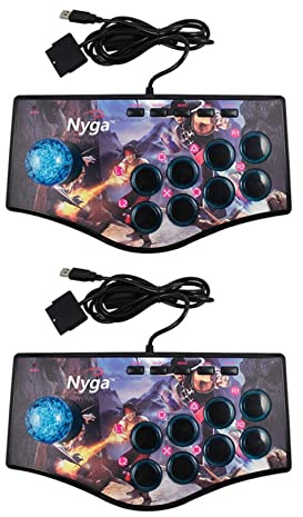 JUNELIONY 2X Joystick USB per Controller di Giochi Arcade Retrò per Ps2 / Ps3 / Pc/Android Smart Tv Vibratore Incorporato Joystick un Direzioni (A)