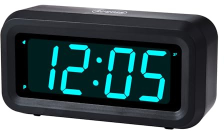 Timegyro Digitaluhr batteriebetrieben, Wecker für Schlafzimmer mit LED-Anzeige mit Langer Batterielebensdauer, einstellbare Helligkeit, 12/24 Stunden, Snooze