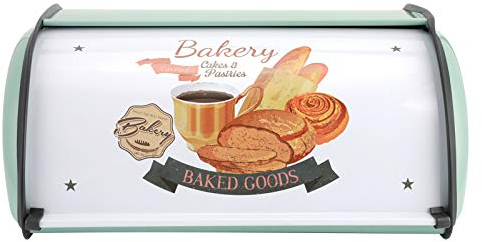 Metal Bread Box, Retro Bread Box Large Capacity, Bread Storage Container, Kitchen Storage Supply, Bread Bin for Pastries Loaves Dry Food, Rustic Kitchen Decor(Blue)