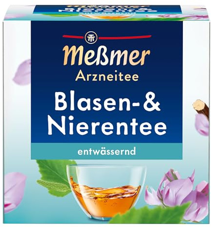 Meßmer Blasen‑ & Nierentee |Entwässernd | Arzneitee mit Birkenblättern, Queckenwurzelstock, Riesengoldrute & Süßholzwurzel | 9 Teebeutel