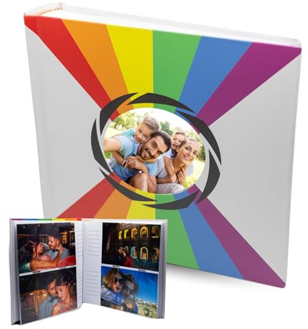 Álbum de fotos de 10 x 15 cm – Archivador de fotos de temática arcoíris de alta calidad – 200 fotos en 100 páginas – para fotos de pareja, comunión, boda o eventos