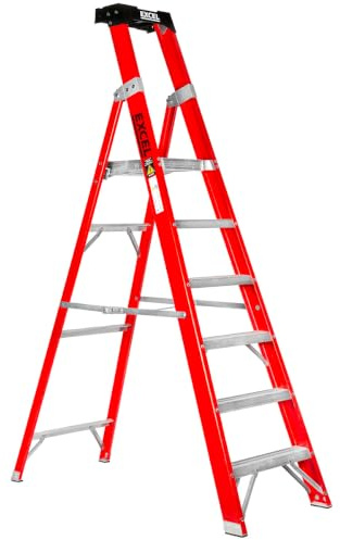 Excel Electricians Fibreglass Platform Step Ladder 6 Tread 2.04m EN131