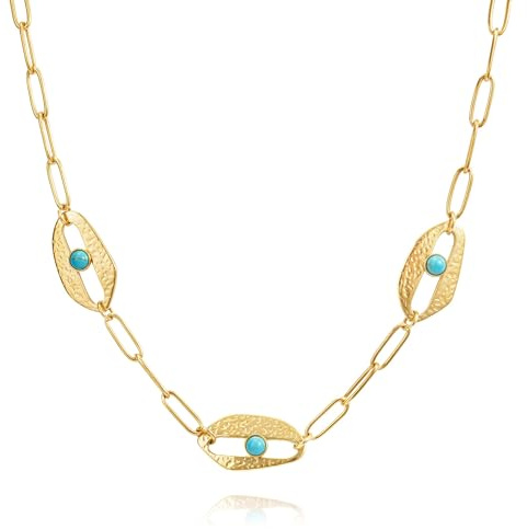 Joo&Rind Kette Gold Damen Halskette Edelstahl 18k Vergoldet Wasserfest Ketten mit Edelstein Schmuck Geschenke für Frauen