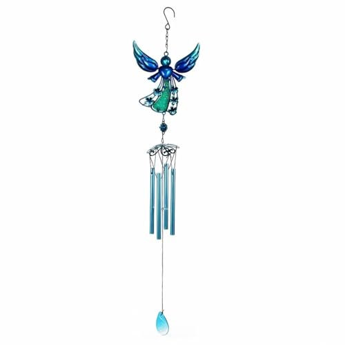 Engel-Windspiel, blauer Engel, Windspiel mit Aluminiumrohren, Außenwindspiel für Garten, Terrasse, Hof, Geschenk für Mutter