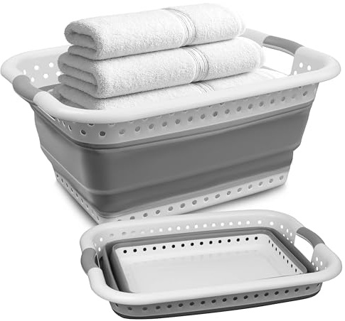 Collapsible Plastic Laundry Basket, Foldable Pop Up Storage Organizer, Portable Washing Tub, Space Saving Basket (Collapsible Laundry Baskets)