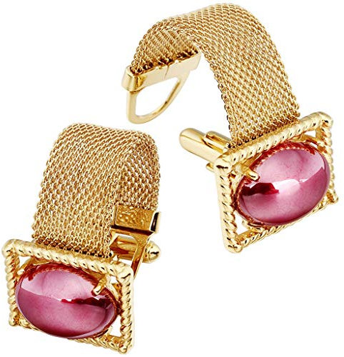 SUNMME Manschettenknöpfe für Herren, Manschettenknöpfe mit Kette, Rose, Kunstperle und glänzendem Goldton, Hemdzubehör, Partygeschenke für Junge Männer