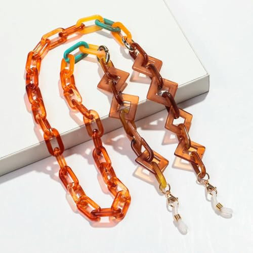 FUPOHUA Brillenband, Boho-Stil, Bunte Brillenkette aus Acryl für Damen, modisches Kunstharz, geometrisches Umhängeband, Kordelband zum Aufhängen an der Sonnenbrille