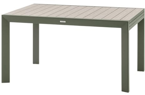 Hespéride - Table de Jardin Extensible Evasion Beige - 10 Places - Aluminium Antirouille Aluminium Effet Bois - Rallonge Coulissante