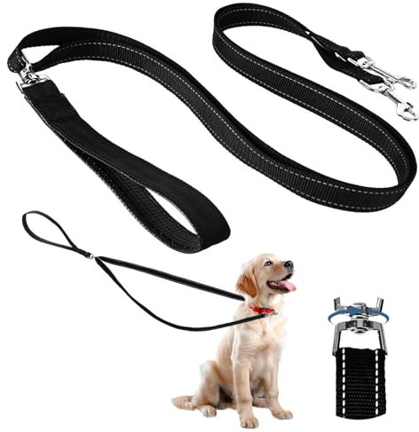 Anti-Zieh Hundeleine, Keine Verwicklung Verstellbar Hundeleine, Dog Reflektierend Leine für mittelgroße zum Spazierengehen, Führleine Hund mit Gepolsterte Handschlaufen (1,2 Meter)