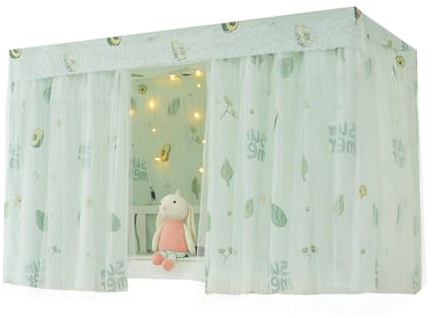 Rideaux pour Lits de Dortoirs avec Gaze Rideau Occultant de Lit Superposé Tente de Lit Cabane Surélevé/Mi-hauteur Anti-Poussière Anti-Insectes Baldaquin Couvre-lits pour Chambres d'étudiants 1.35*2M