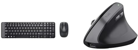 Logitech MK220 Combo con & Trust Yuno Ratón Vertical Inalámbrico