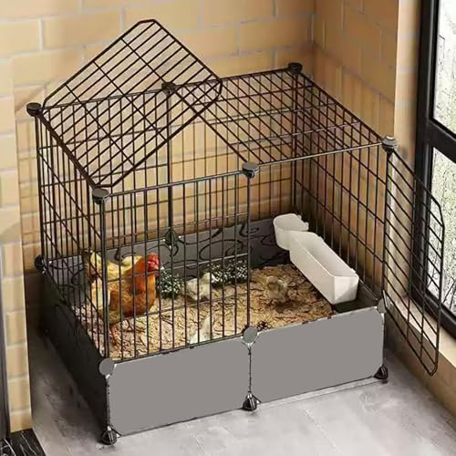 Freilaufgehege Hühner Klein, Hühnerstall Kunststoff Mit Doppeltür-Design Erhöhte Seitenwände Und Extra Großem Raum Drahtgitter + PP Différentes Tailles(72 * 37 * 55CM)