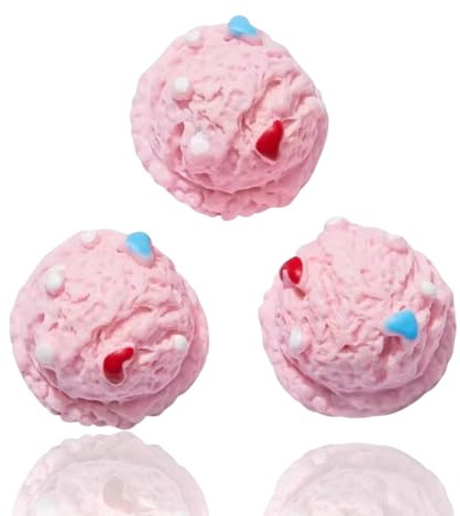 Pack of 10 Pastel Pink Ice Cream Scoop Scoops Fake Food Mini Craft Supplies Supply Resin Cabochon DIY Crafting Junk Charm Plastic Charms Flat Back Phone Custom Acrylic Jewellery Making 18-11mm