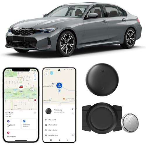 GPS Tracker for Vehicles, Work with Google Find Hub (Android Only) and Find My (iOS Only) Magnetic Case Car GPS Tracker Global Coverage Hidden Locator,Waterproof, No Monthly Fee or Subscription-Black
