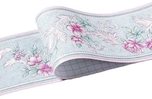 FREOJGU Selbstklebender Bordürenaufkleber Taillenlinien-Wandaufkleber, Küche, Taille, Badezimmer, Toilette, wasserdicht, selbstklebend, PVC-Tapete, Bordüre, Blumentapete(C)