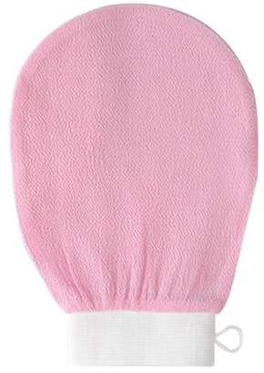 Exfoliating Gloves, Exfoliation Scrubbing Mitt Deep Body Exfoliating Glove, Dead Skin Remover, Viscose Fiber Mitt, Pink
