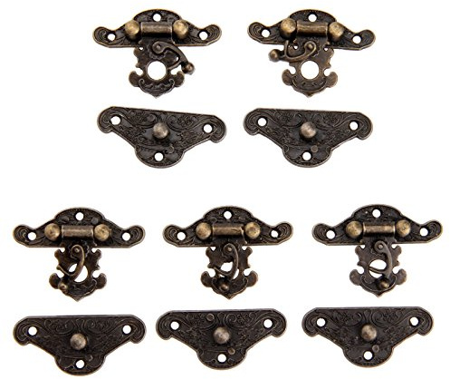 5Pc 38x29mm Retro Vintage Decorative Cabinet Latches Hasp Pad Lock Clasp for Jewelry Wooden Box Case Chest