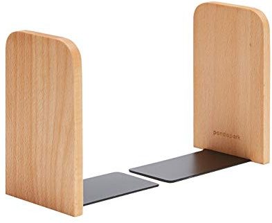 Pandapark Wood Bookends,Non-Skid Bookend for Shelves,Heavy Duty Bookends,Book Stand for Books/CDs,1 Pair