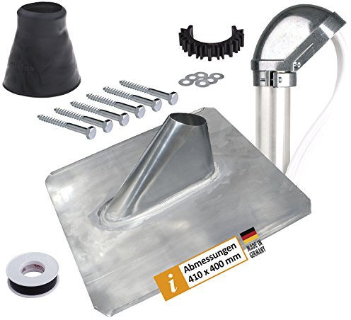 DUR-line Dachsparrenhalter-Montage-Set - Antennenabdichtung Rot für 48mm Masten - Dachblei, Gummi-Manschette (schwarz), ALU-Mastkappe, Schrauben, Isolierband, Kabelclip