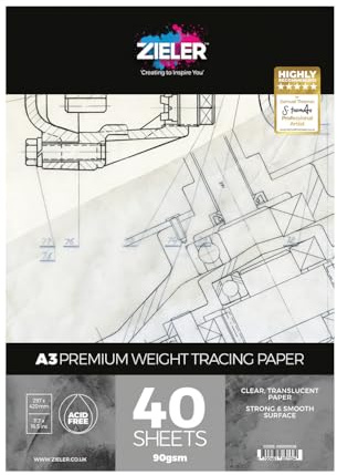 Transparentpapier, A3, 90 g/m², mittelschwer, 40 Blatt Zieler