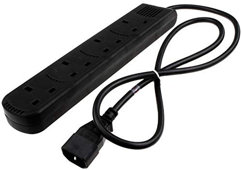 kenable IEC C14 to 4 Way Gang UK Mains Sockets Lead UPS Power Splitter 1m BLACK [1 metres]